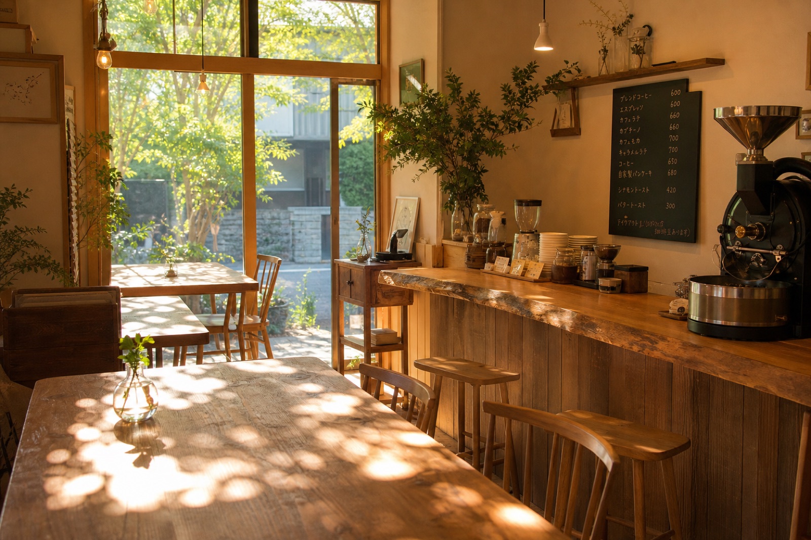 カフェこもれびのデザインサンプル（架空）の店内イメージ